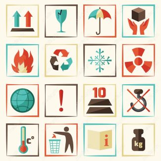 وکتور علائم و نماد حمل و نقل، نگهداری، دفع و بازیافت محصول MV000693