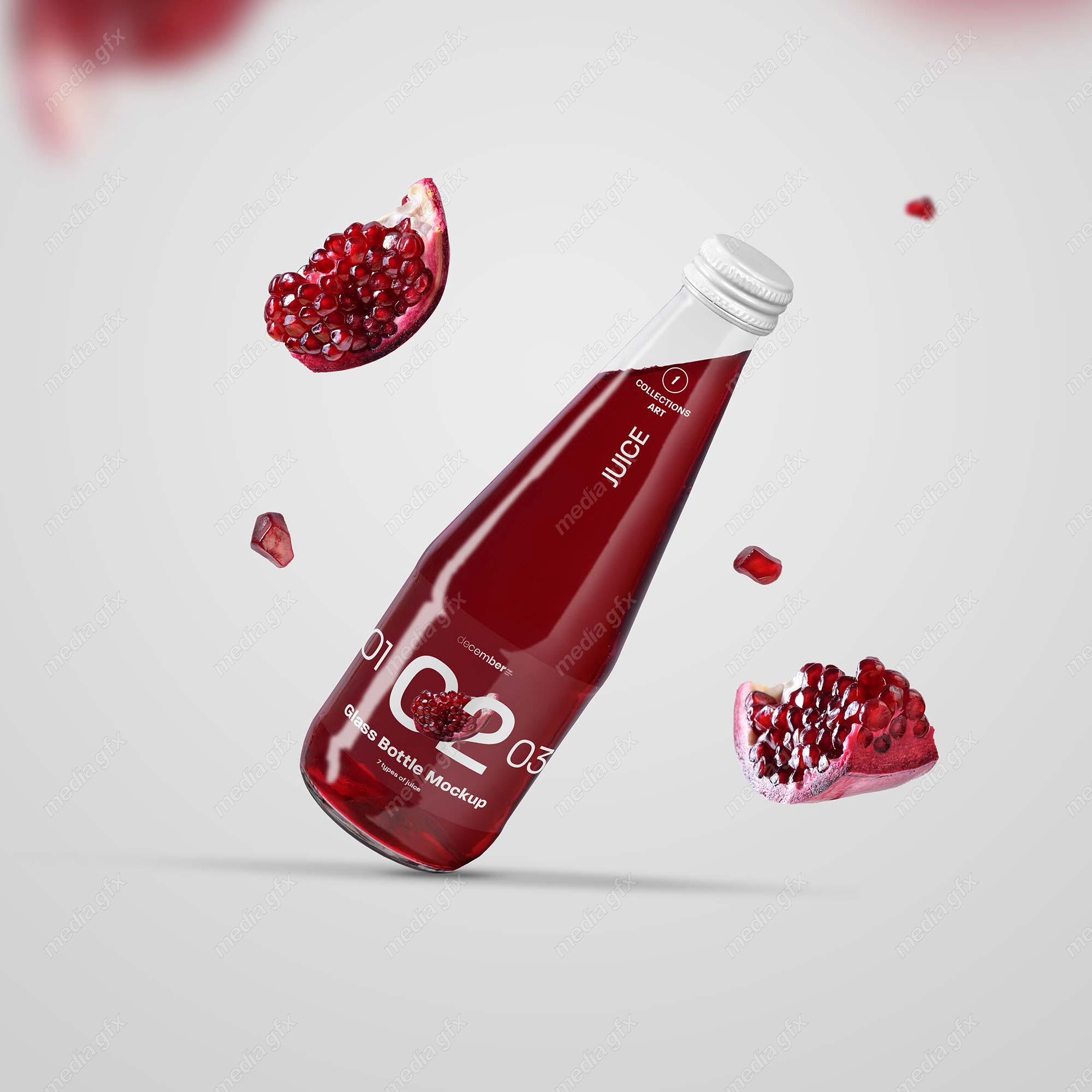 موکاپ آبمیوه انار بطری شیشه ای  MV000752