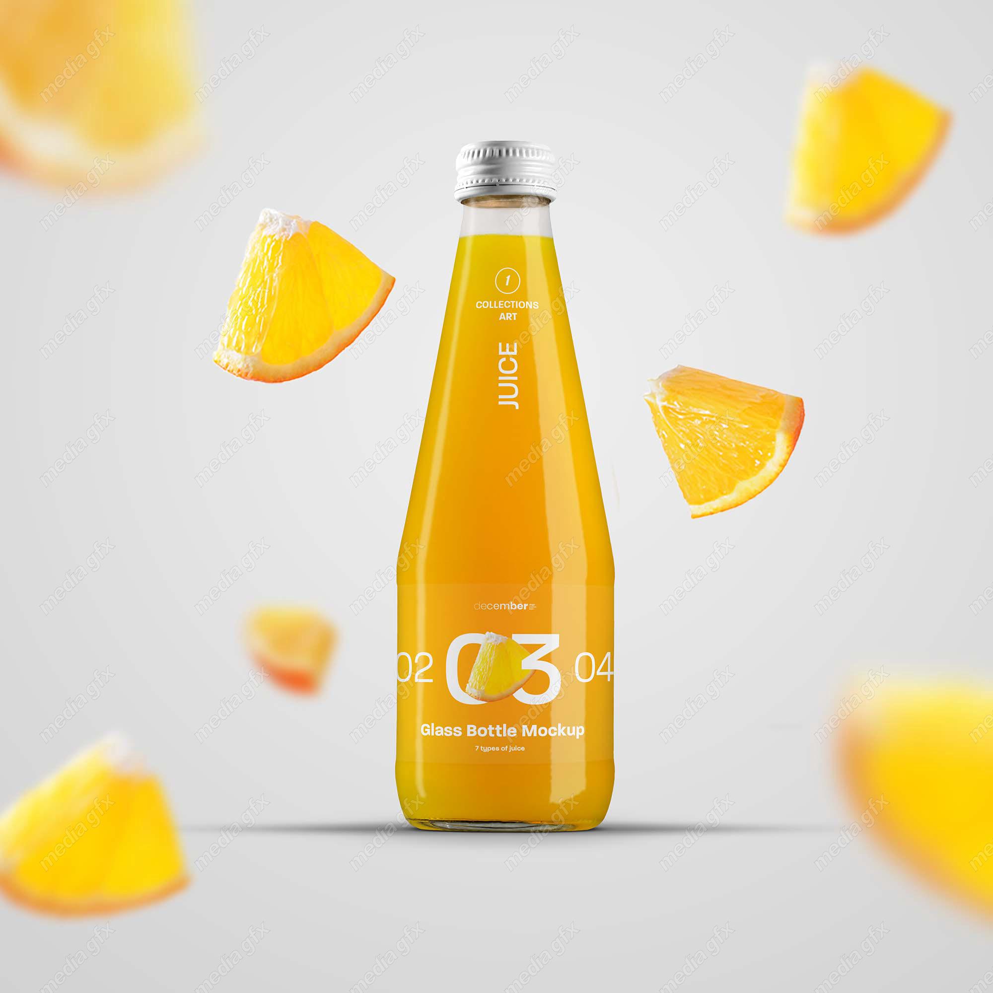 موکاپ آبمیوه پرتقال بطری شیشه ای  MV000753