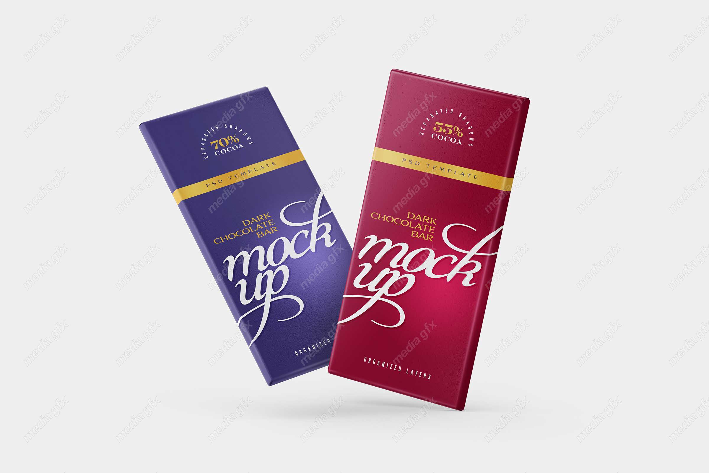 موکاپ بسته بندی شکلات تلخ تخته ای MP000754