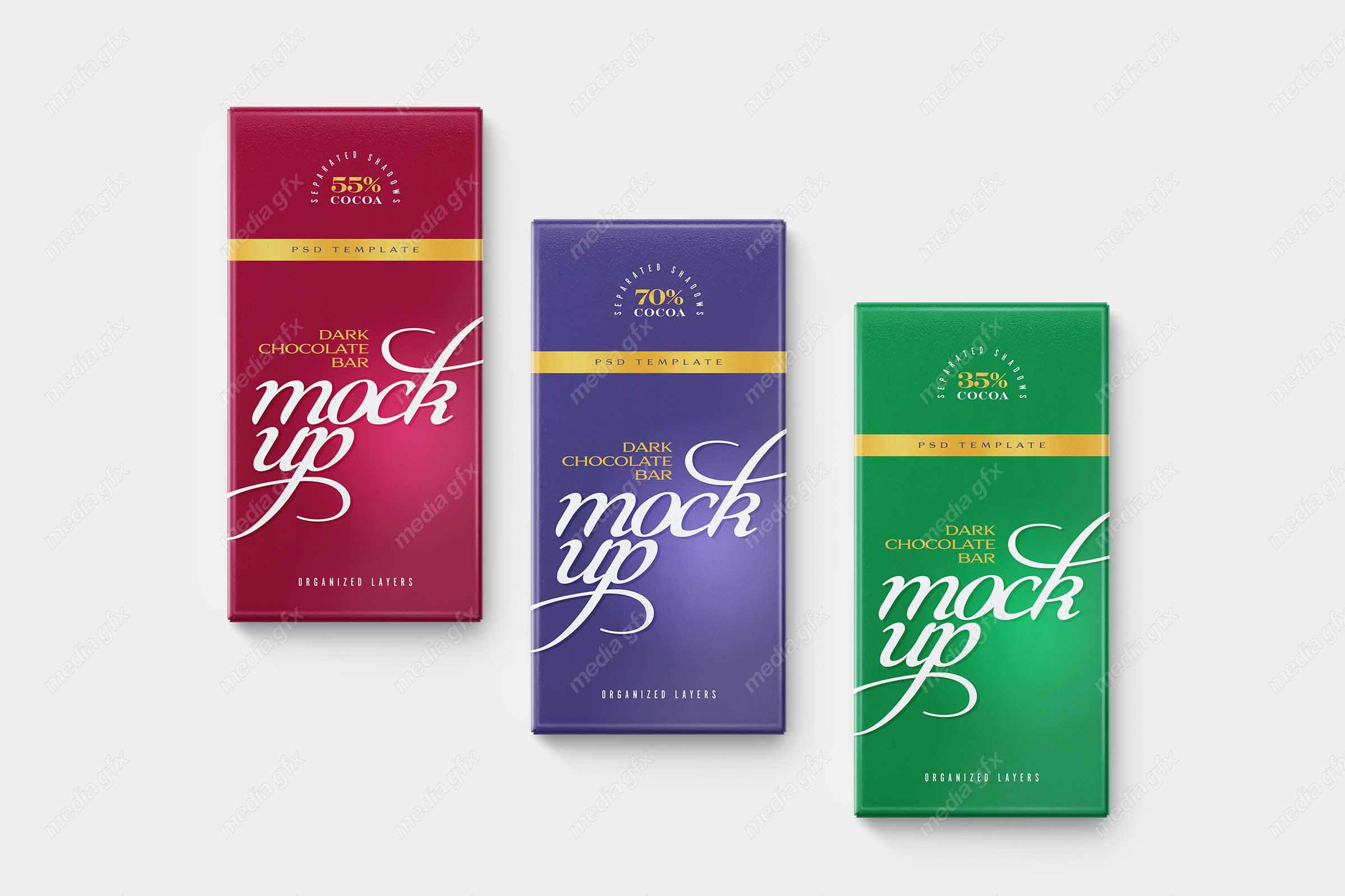 موکاپ بسته بندی شکلات تلخ تخته ای MP000755