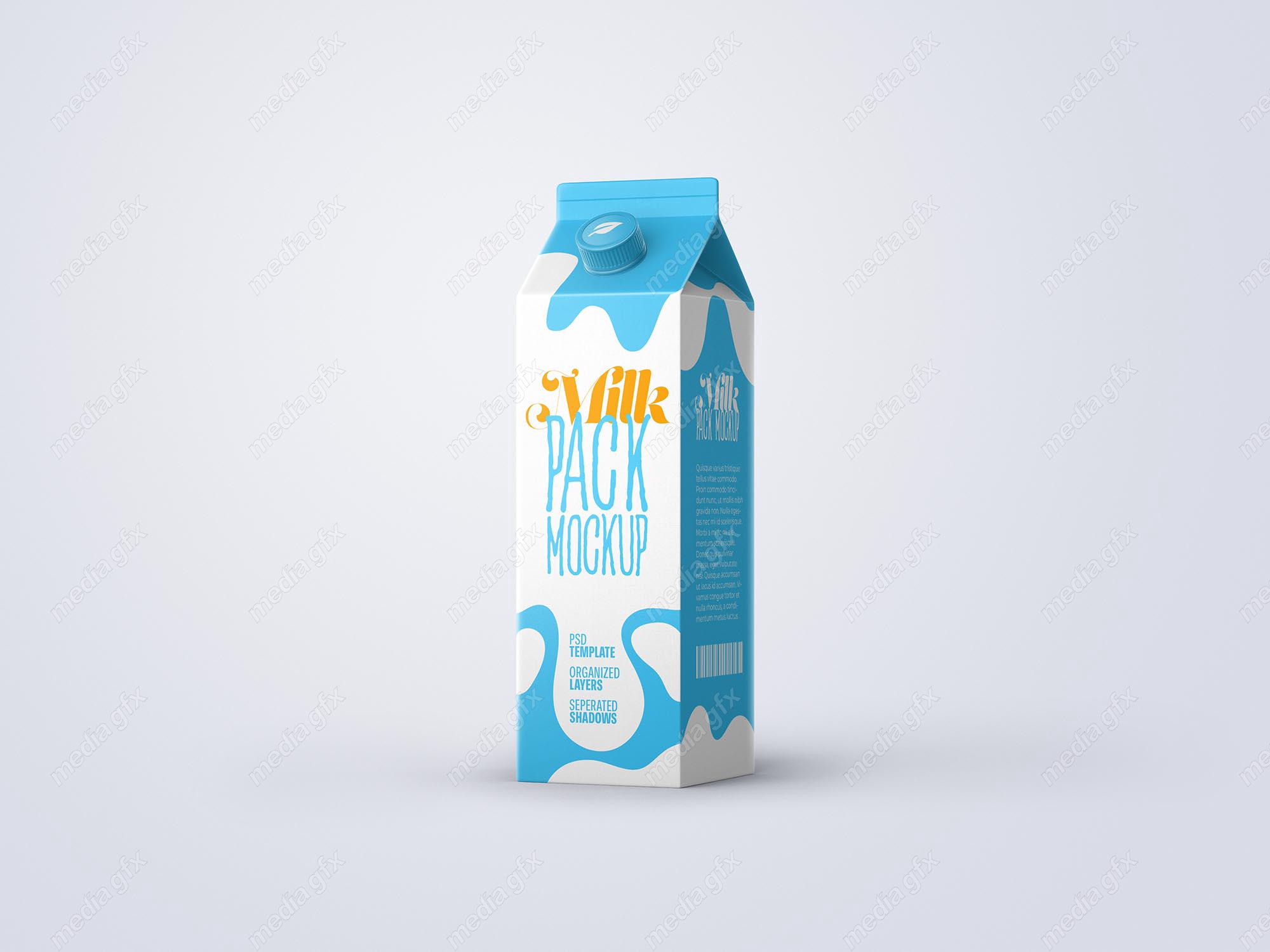 موکاپ پاکت شیر و بسته بندی شیر لایه باز MP002081