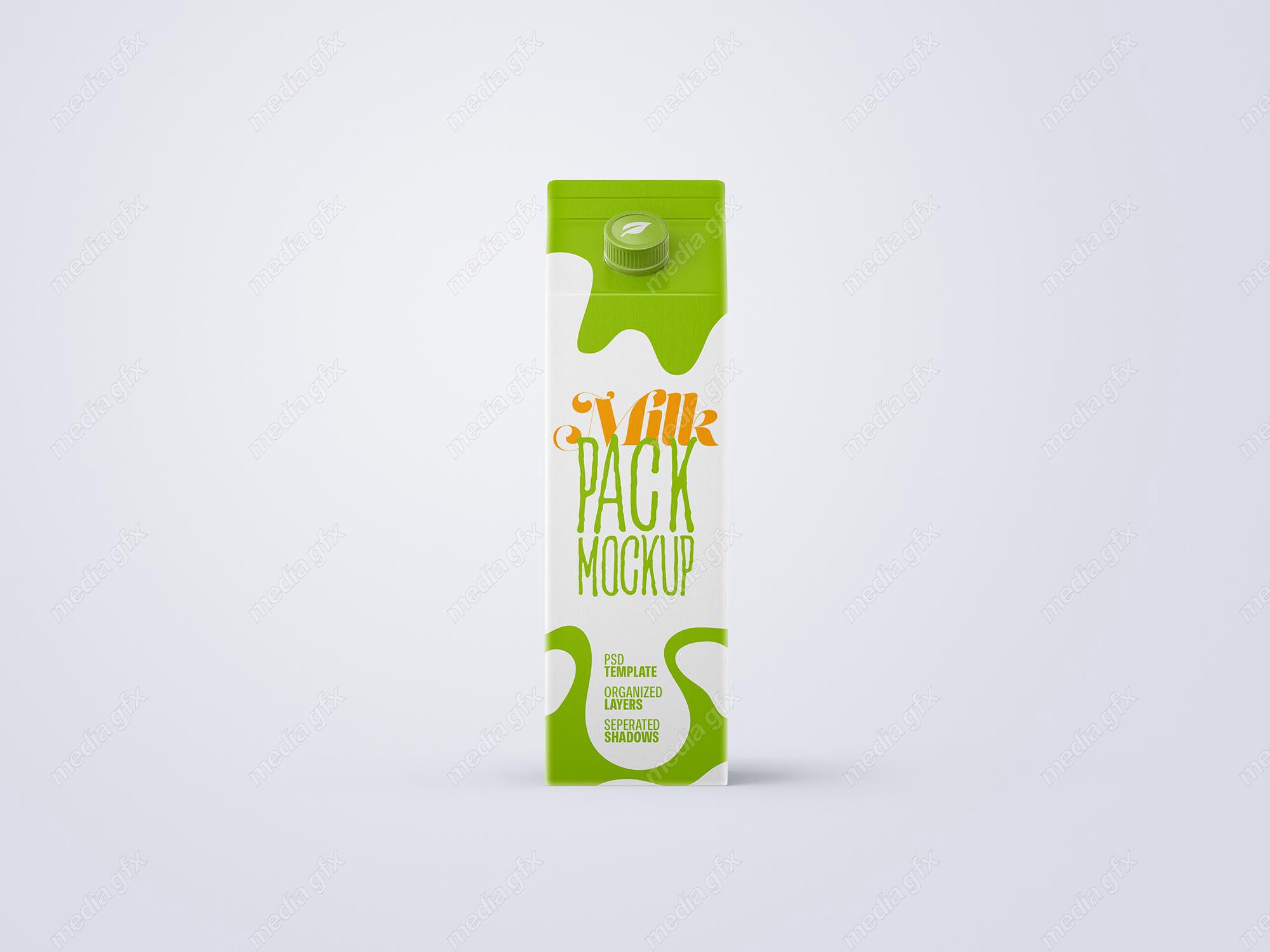 موکاپ پاکت شیر و بسته بندی شیر لایه باز MP002082