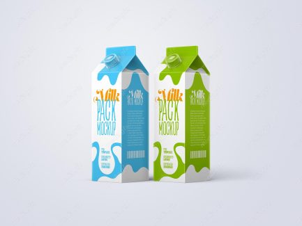 موکاپ پاکت شیر و بسته بندی شیر لایه باز MP002083