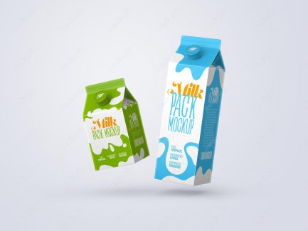 موکاپ پاکت شیر و بسته بندی شیر لایه باز MP002089