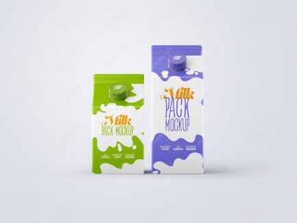 موکاپ پاکت شیر و بسته بندی شیر لایه باز MP002090