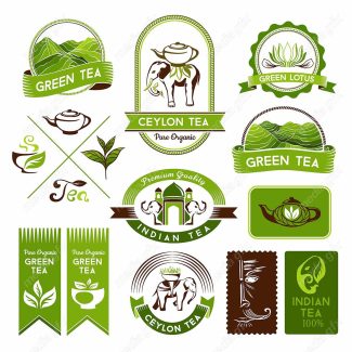 وکتور لوگو و لیبل چای و چای سبز MV002197