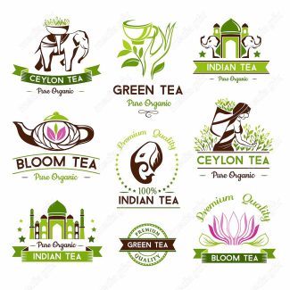 وکتور لوگو و لیبل چای و چای سبز MV002201