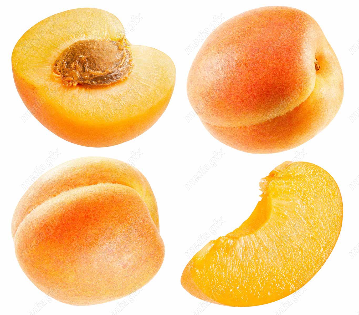 عکس با کیفیت زردآلو پس زمینه سفید MJ002268