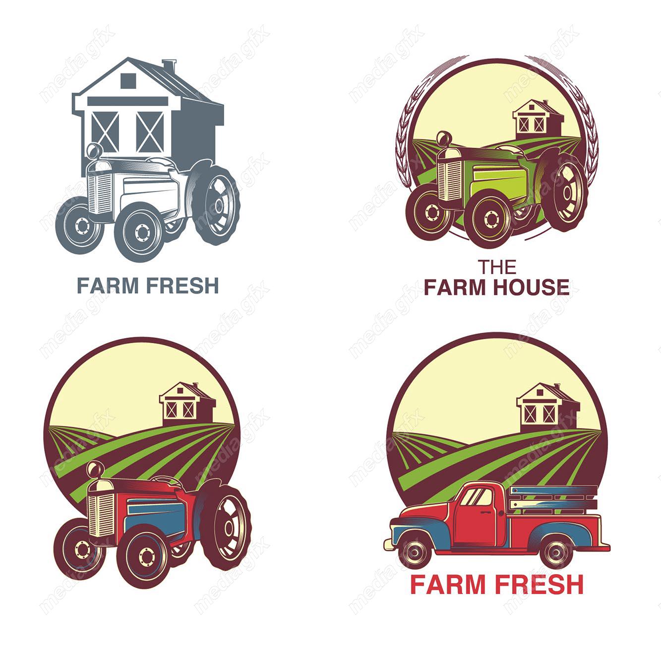 وکتور لوگوی کشاورزی و مزرعه محصولات طبیعی MV002329