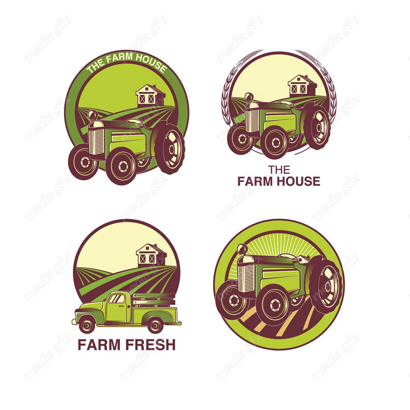 وکتور لوگوی کشاورزی و مزرعه محصولات طبیعی MV002331