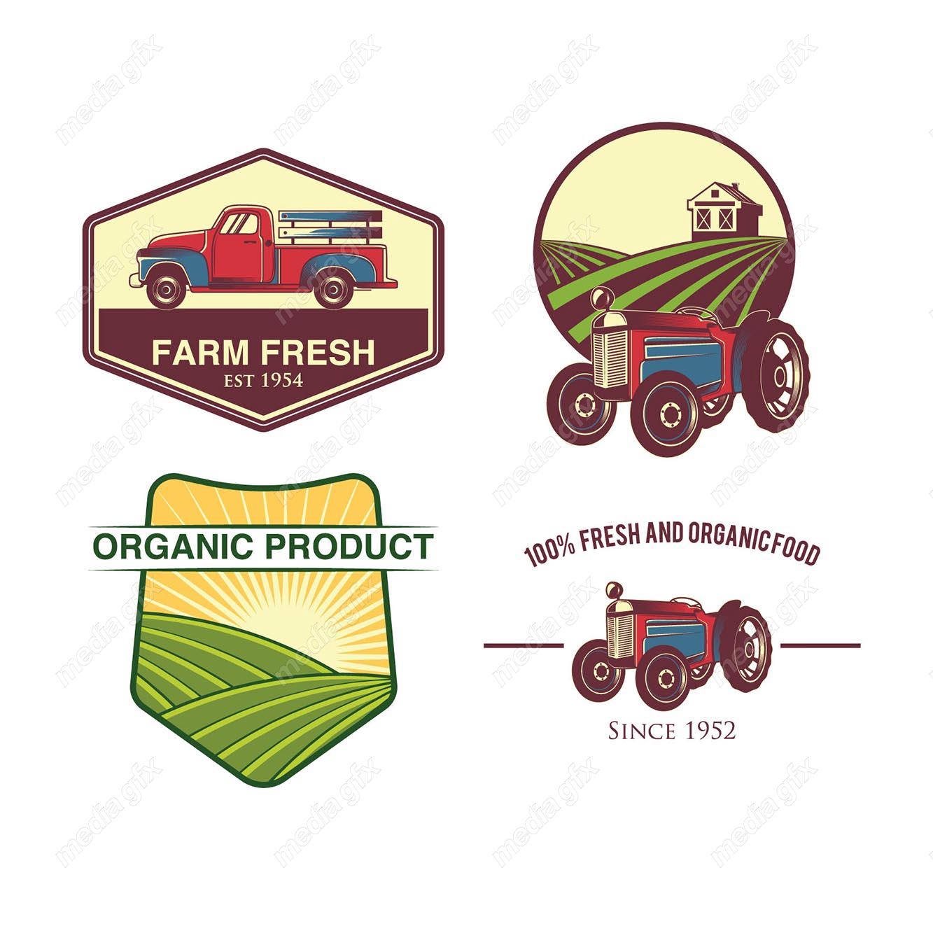 وکتور لوگوی کشاورزی و مزرعه محصولات طبیعی MV002332