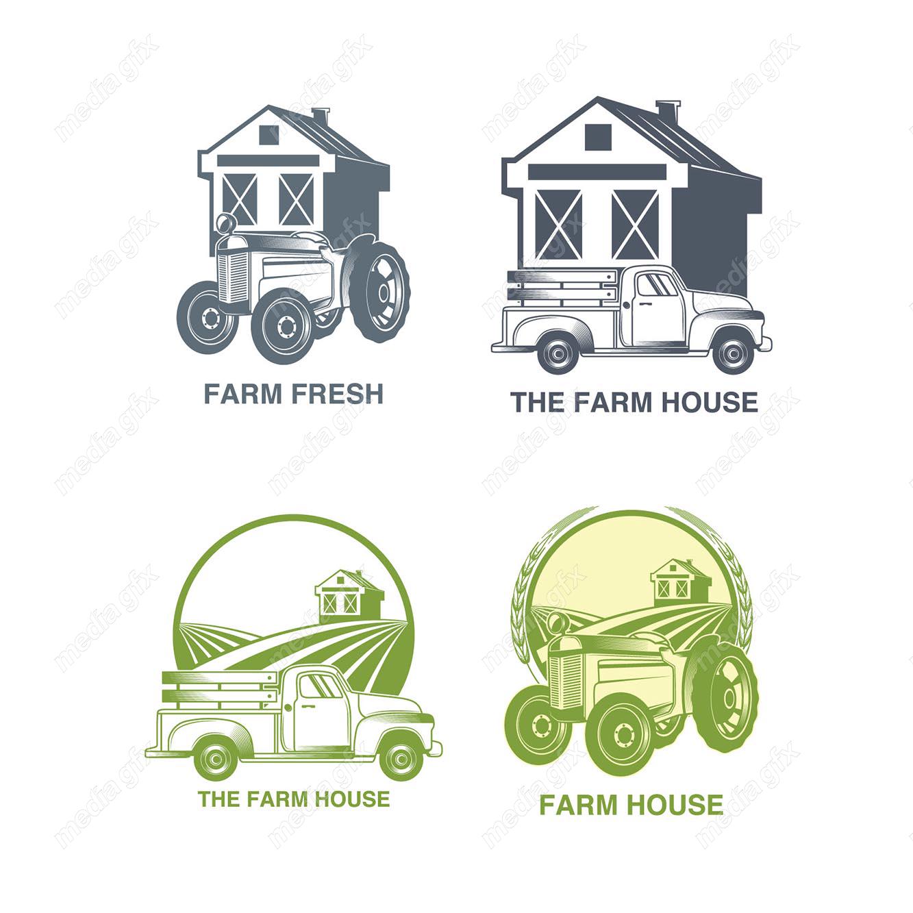 وکتور لوگوی کشاورزی و مزرعه محصولات طبیعی MV002333