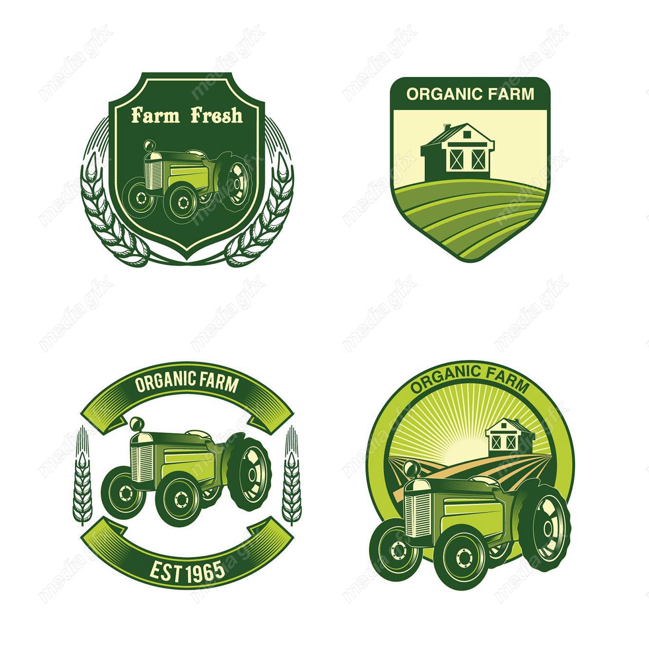 وکتور لوگوی کشاورزی و مزرعه محصولات طبیعی MV002334