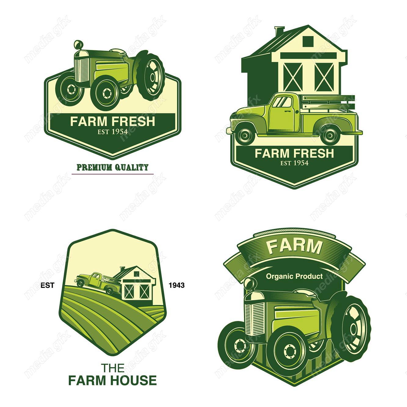 وکتور لوگوی کشاورزی و مزرعه محصولات طبیعی MV002335