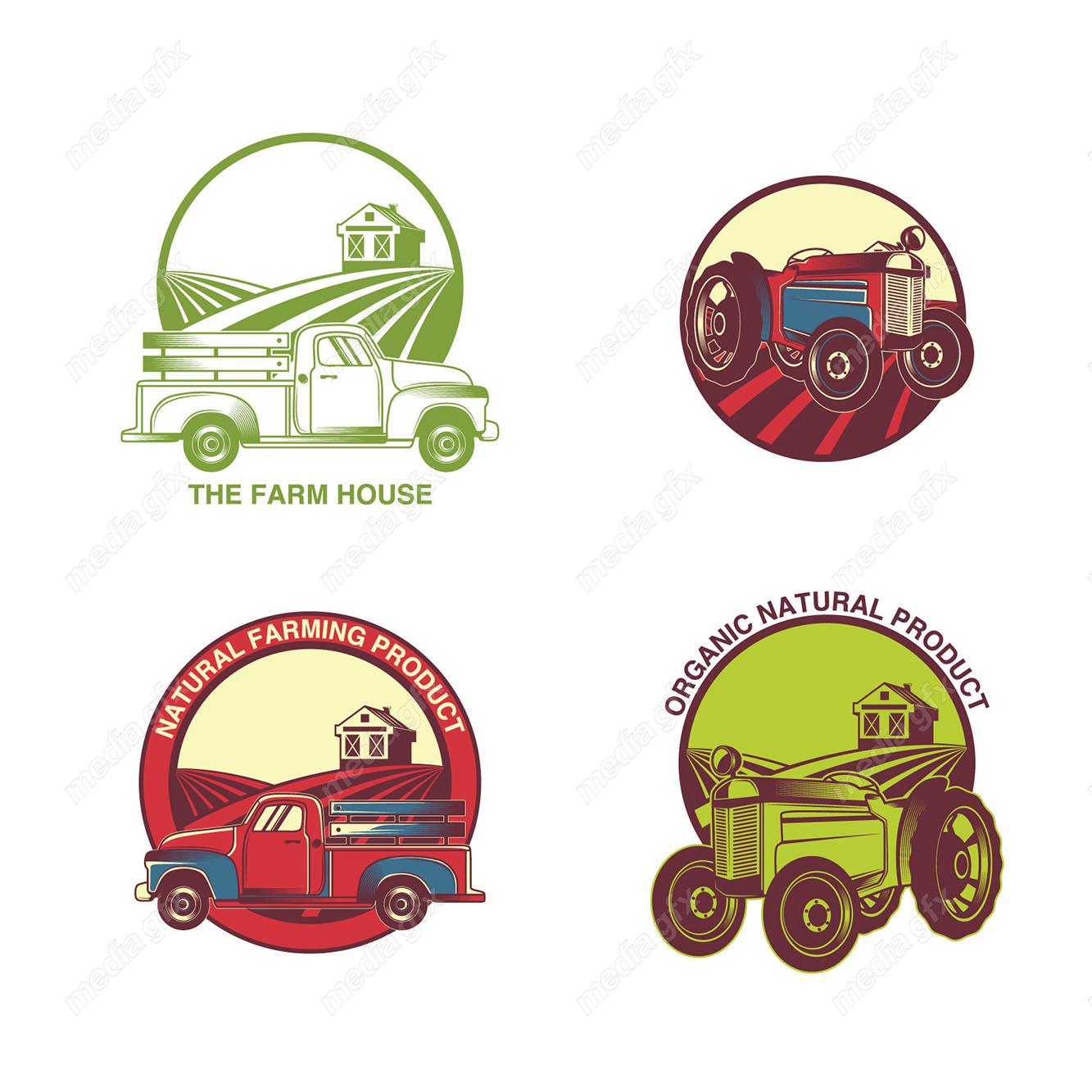 وکتور لوگوی کشاورزی و مزرعه محصولات طبیعی MV002338