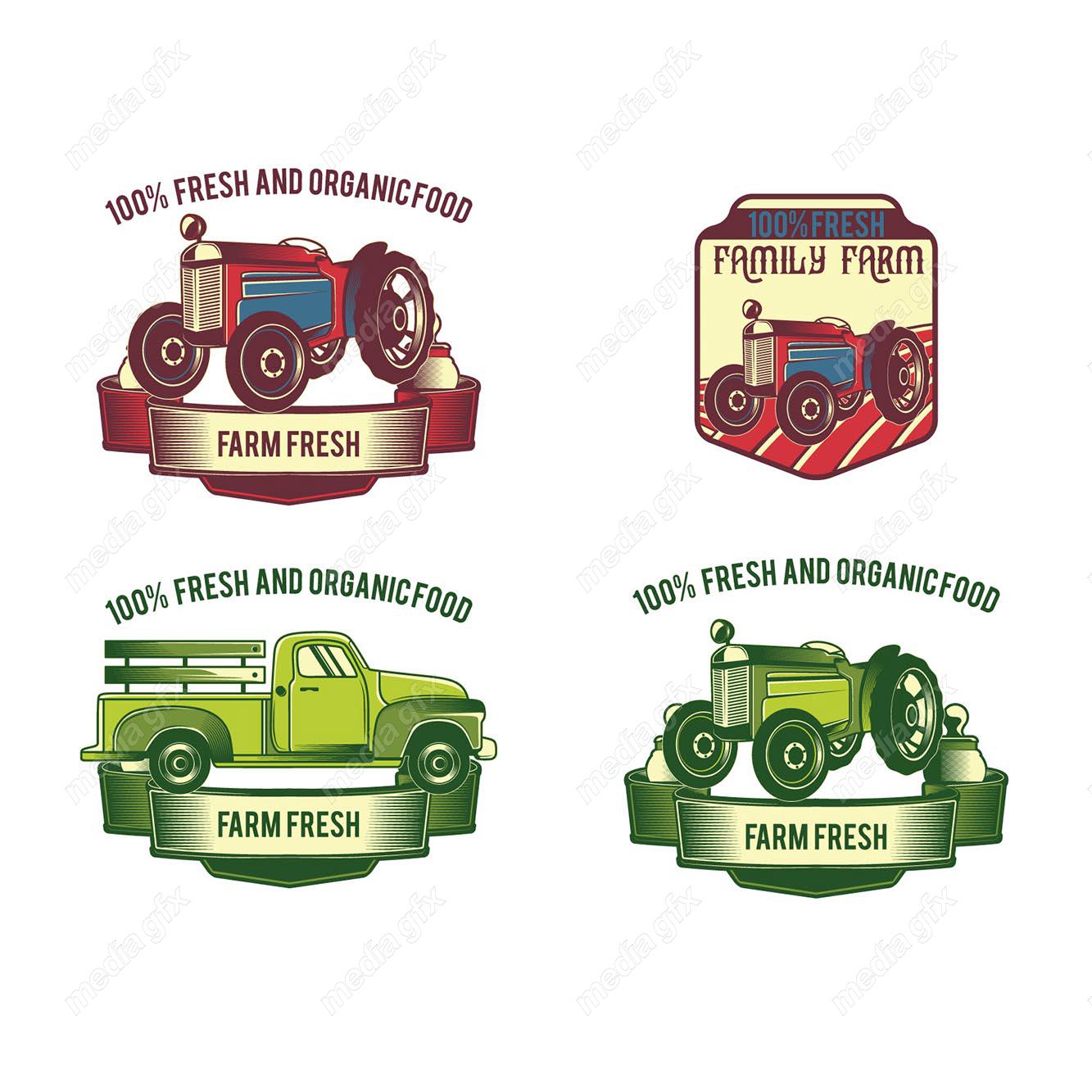 وکتور لوگوی کشاورزی و مزرعه محصولات طبیعی MV002339