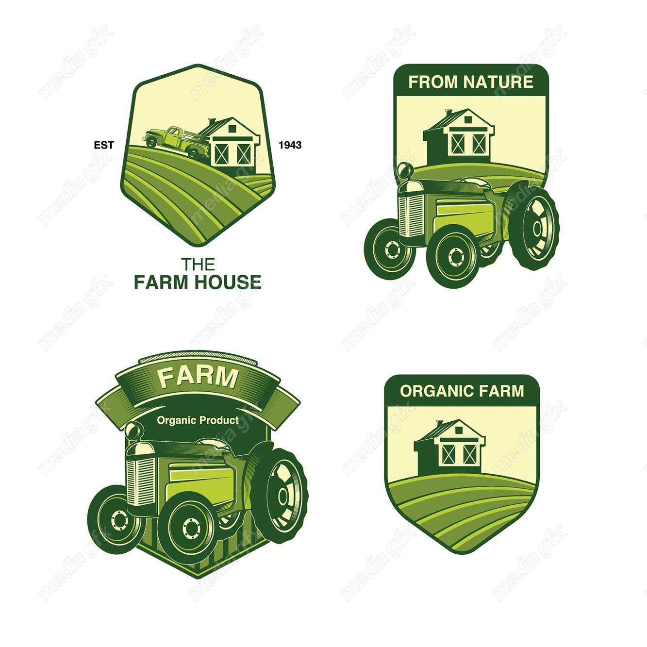 وکتور لوگوی کشاورزی و مزرعه محصولات طبیعی MV002341