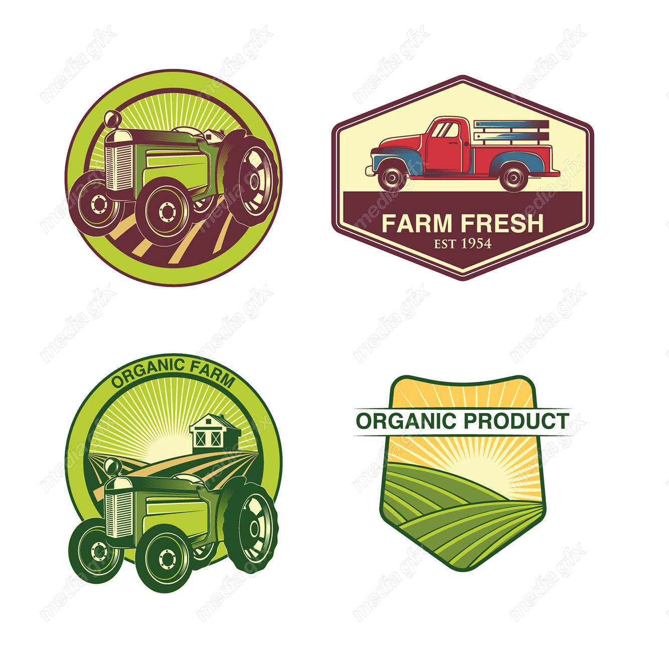 وکتور لوگوی کشاورزی و مزرعه محصولات طبیعی MV002342