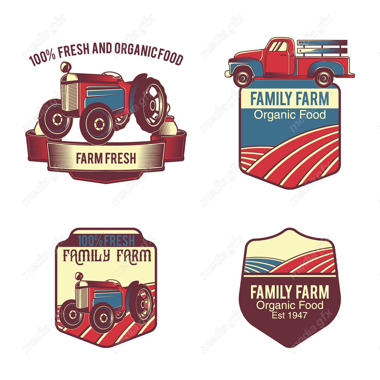 وکتور لوگوی کشاورزی و مزرعه محصولات طبیعی MV002343