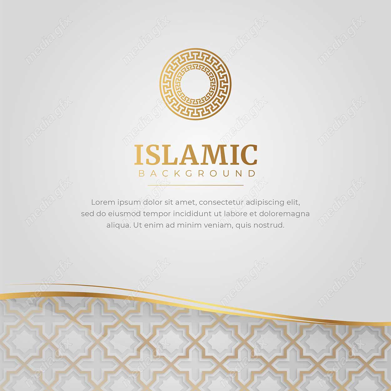 وکتور پس زمینه کادر و حاشیه اسلیمی طلایی MV002389