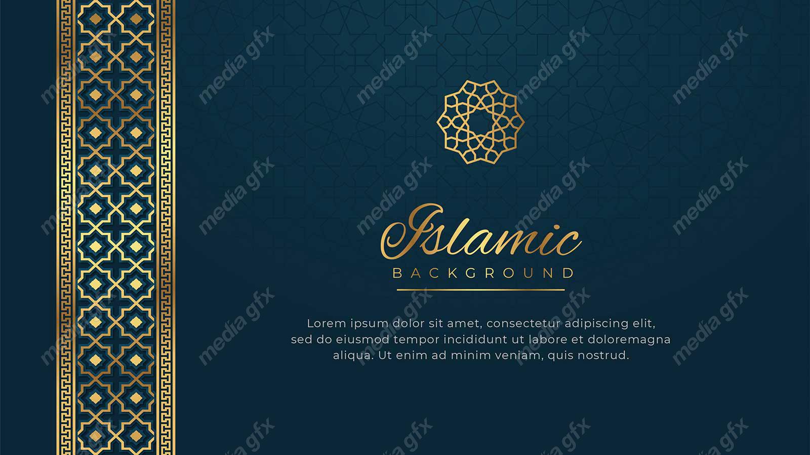 وکتور پس زمینه کادر و حاشیه اسلیمی طلایی MV002393