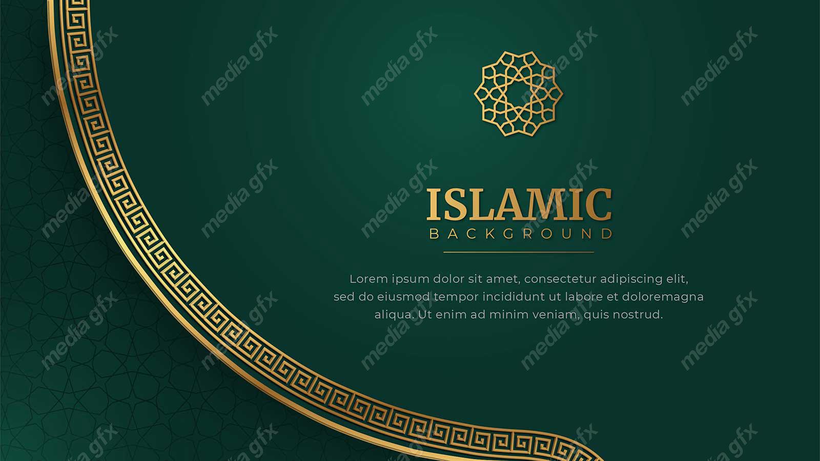 وکتور پس زمینه کادر و حاشیه اسلیمی طلایی MV002394