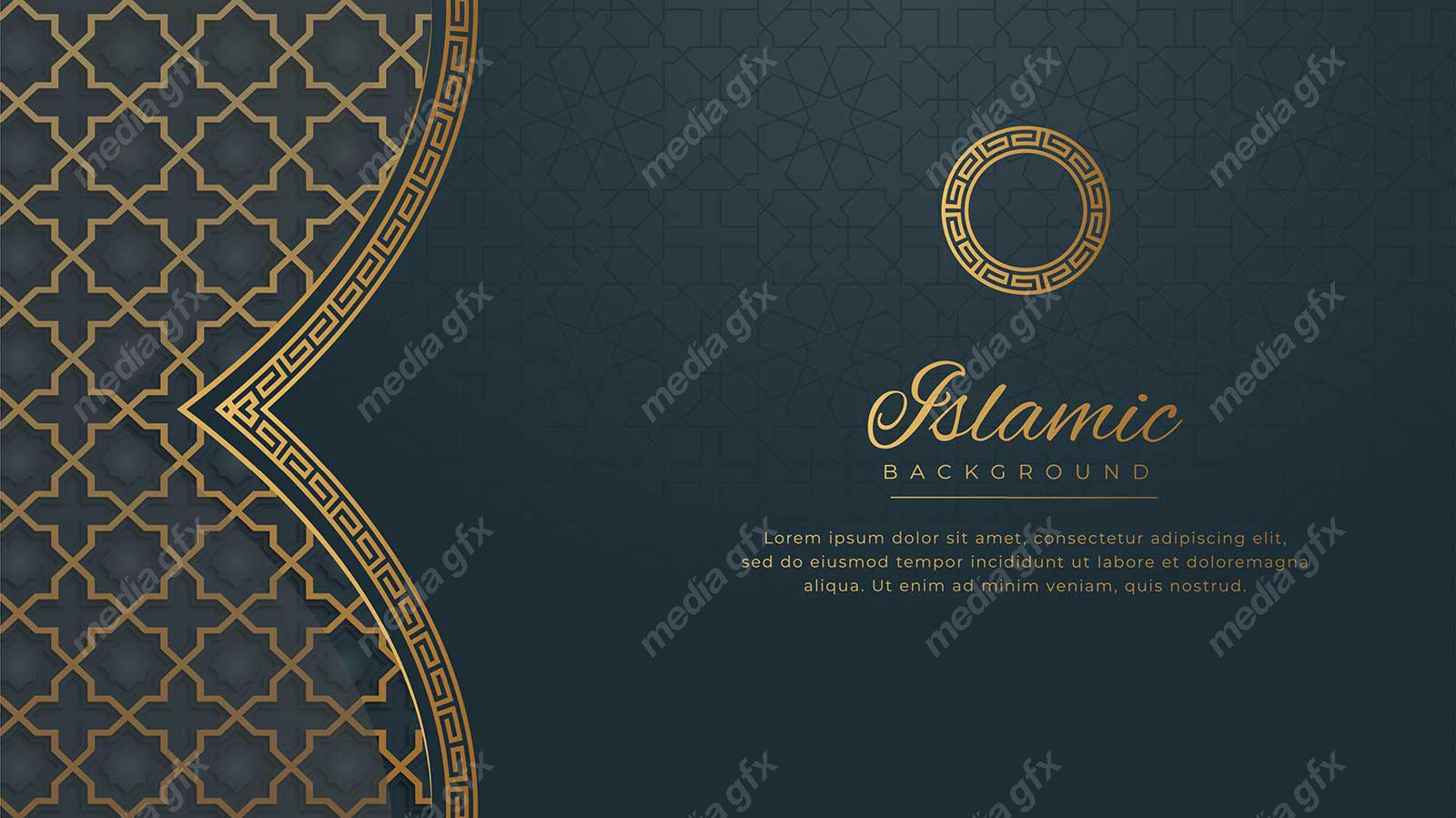 وکتور پس زمینه کادر و حاشیه اسلیمی طلایی MV002395