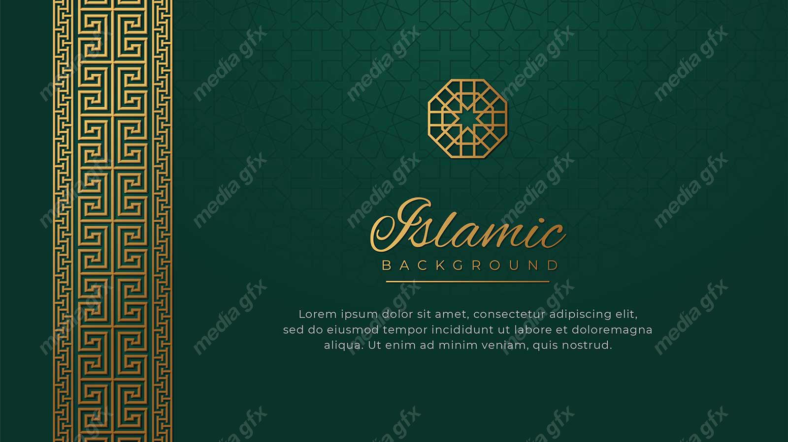 وکتور پس زمینه کادر و حاشیه اسلیمی طلایی MV002396