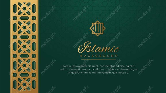 وکتور پس زمینه کادر و حاشیه اسلیمی طلایی MV002397