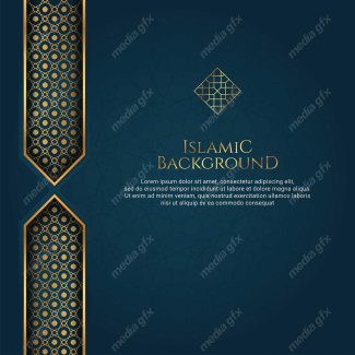 وکتور پس زمینه کادر و حاشیه اسلیمی طلایی MV002398