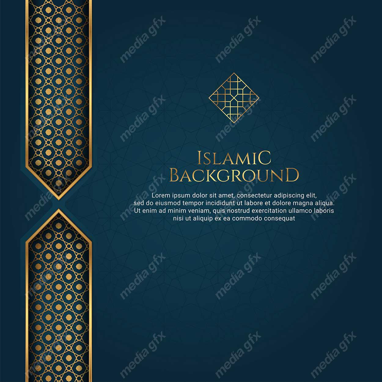 وکتور پس زمینه کادر و حاشیه اسلیمی طلایی MV002398