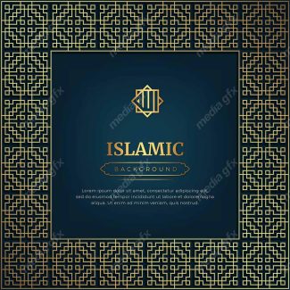 وکتور پس زمینه کادر و حاشیه اسلیمی طلایی MV002399