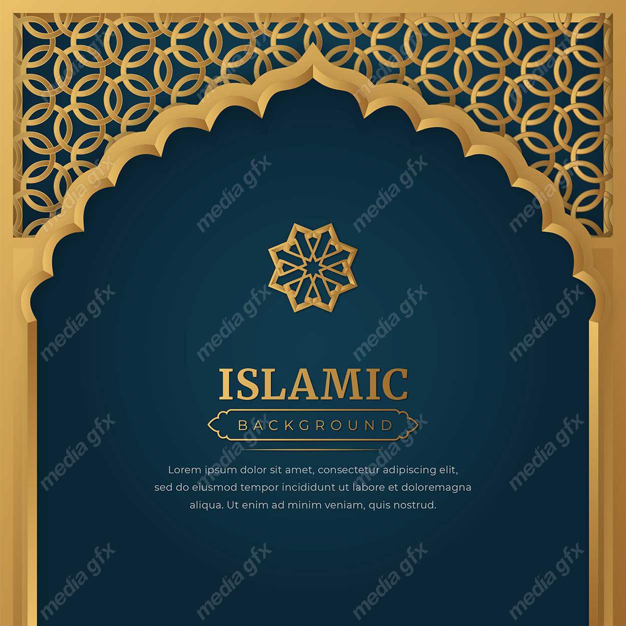 وکتور پس زمینه کادر و حاشیه اسلیمی طلایی MV002401