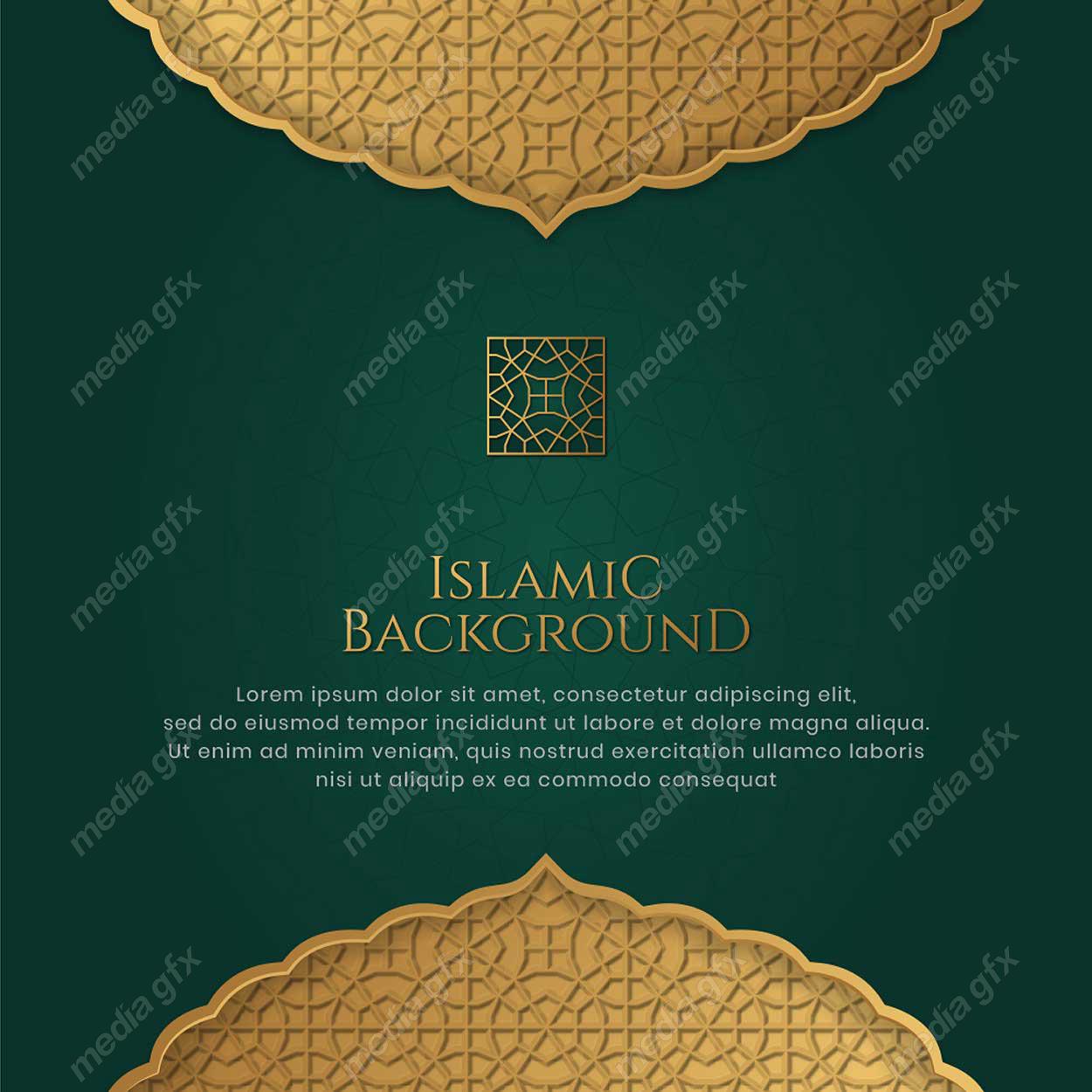 وکتور پس زمینه کادر و حاشیه اسلیمی طلایی MV002404