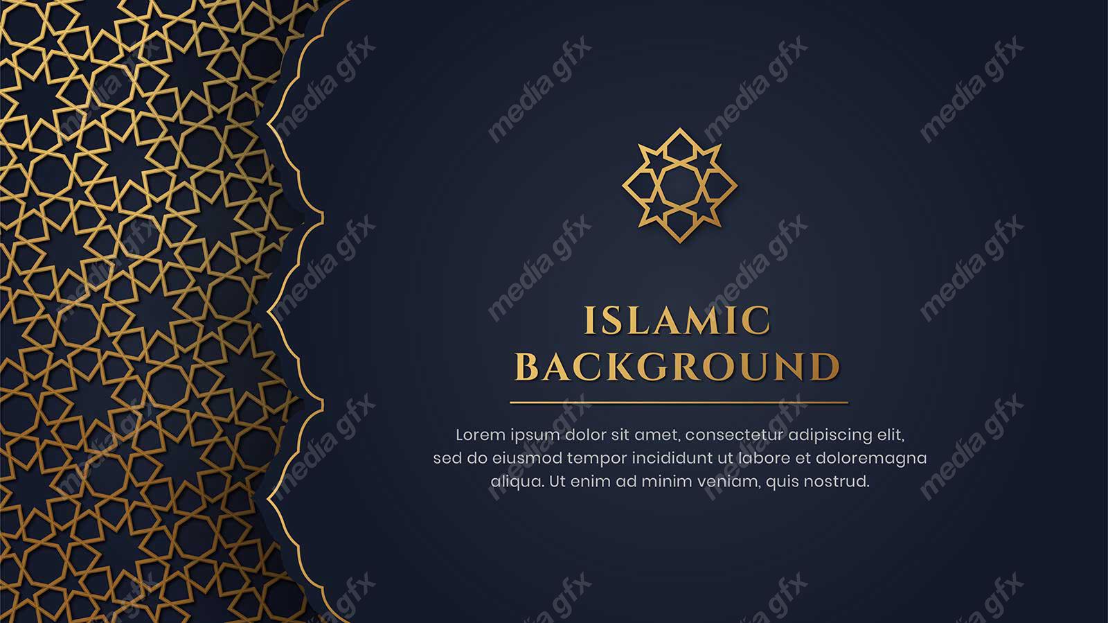 وکتور پس زمینه کادر و حاشیه اسلیمی طلایی MV002406