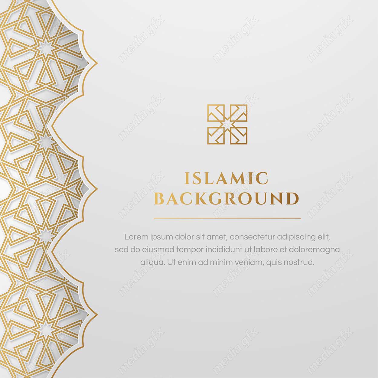 وکتور پس زمینه کادر و حاشیه اسلیمی طلایی MV002407