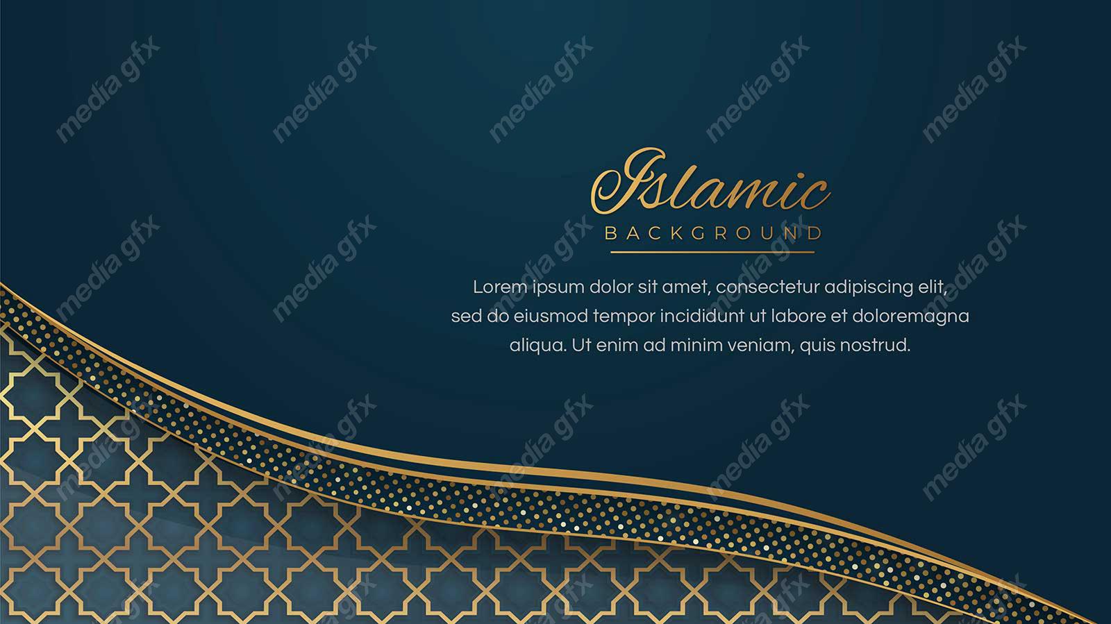 وکتور پس زمینه کادر و حاشیه اسلیمی طلایی MV002408