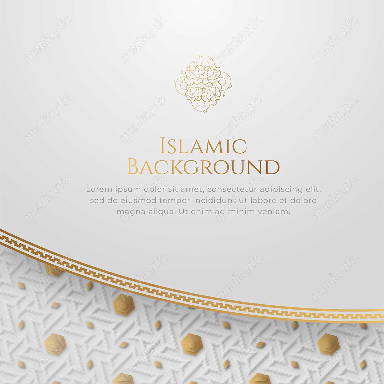 وکتور پس زمینه کادر و حاشیه اسلیمی طلایی MV002409