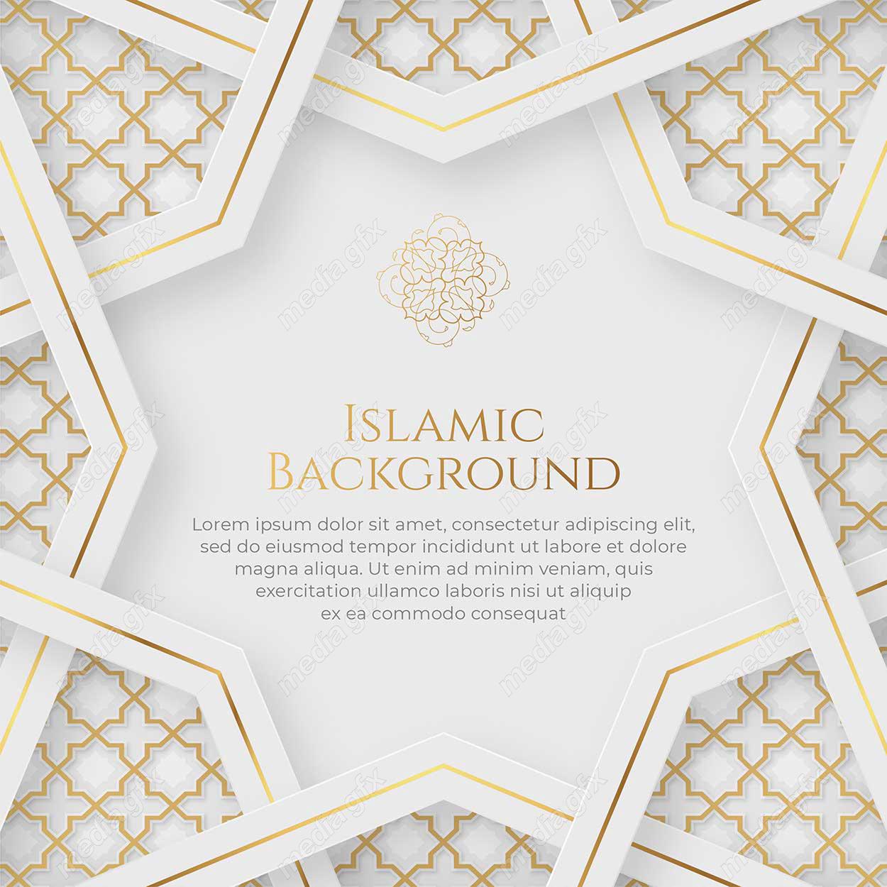 وکتور پس زمینه کادر و حاشیه اسلیمی طلایی MV002410