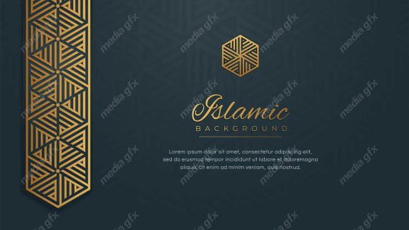 وکتور پس زمینه کادر و حاشیه اسلیمی طلایی MV002411