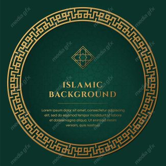 وکتور پس زمینه کادر و حاشیه اسلیمی طلایی MV002412