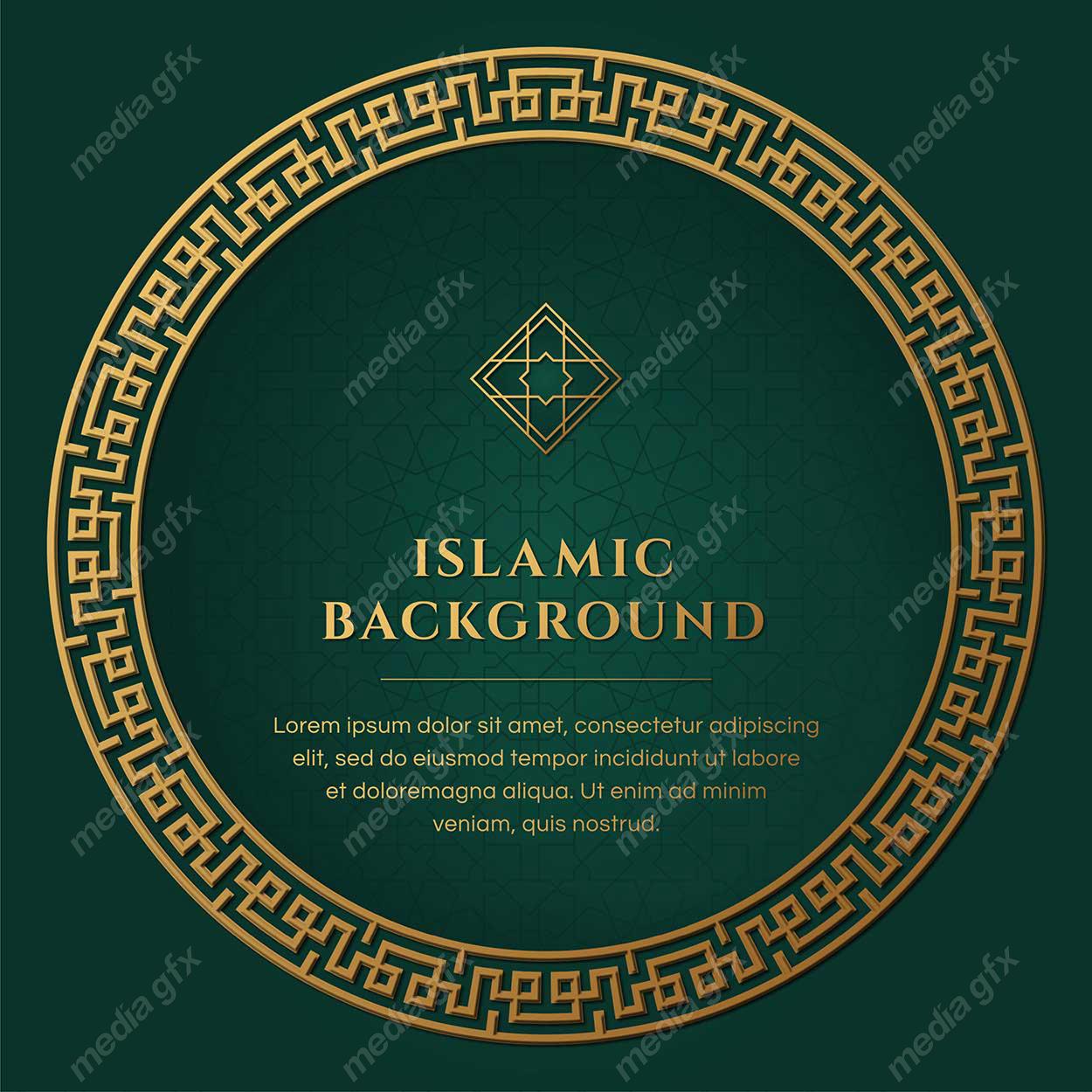 وکتور پس زمینه کادر و حاشیه اسلیمی طلایی MV002412