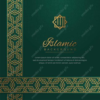 وکتور پس زمینه کادر و حاشیه اسلیمی طلایی MV002414