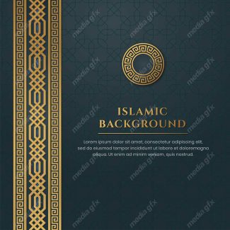 وکتور پس زمینه کادر و حاشیه اسلیمی طلایی MV002416