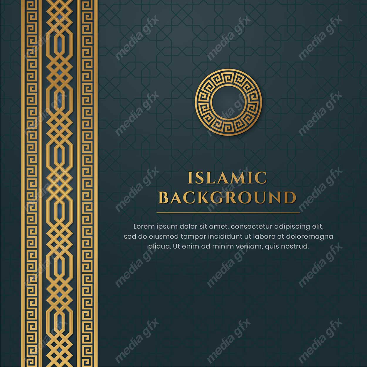 وکتور پس زمینه کادر و حاشیه اسلیمی طلایی MV002416