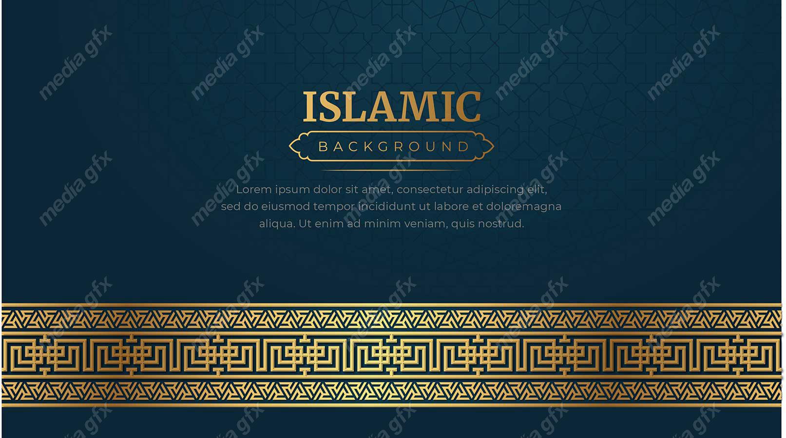 وکتور پس زمینه کادر و حاشیه اسلیمی طلایی MV002417