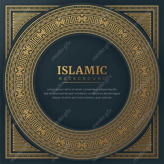 وکتور پس زمینه کادر و حاشیه اسلیمی طلایی MV002418