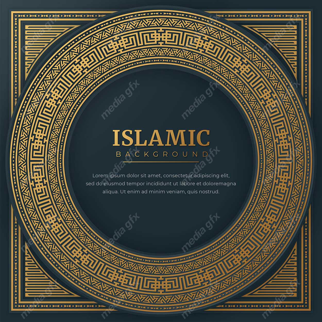 وکتور پس زمینه کادر و حاشیه اسلیمی طلایی MV002418