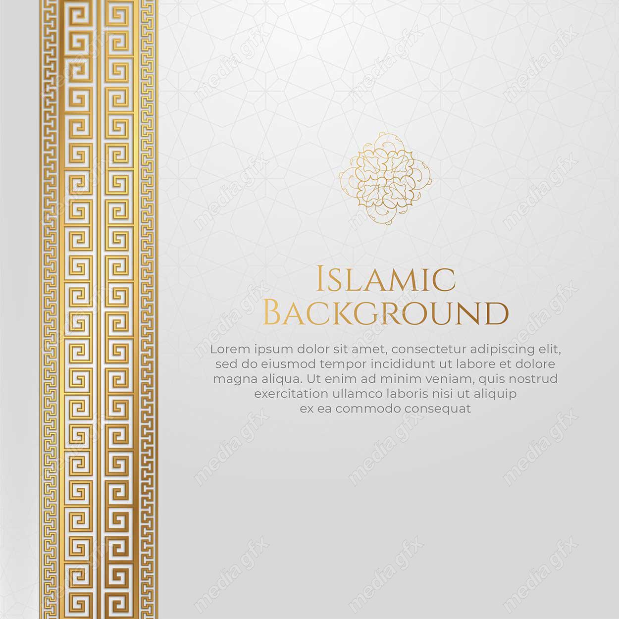 وکتور پس زمینه کادر و حاشیه اسلیمی طلایی MV002419